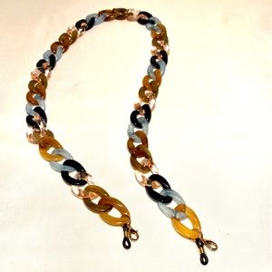 GLASSES NECK CHAIN NECKLACE SAFETY CORD­ STRAP PINK BLUE BROWN Link string